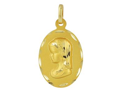 Medaille Jungfrau Kind, 20 X 15 Mm, 18k Gelbgold
