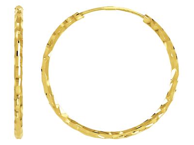 Ziselierte Creolen Flexibles Rohr 1,4 Mm, Innendurchmesser 20 Mm, Gelbgold 18k