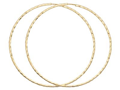Ziselierte Creolen Flexibles Rohr 1,4 Mm, Innendurchmesser 50 Mm, Gelbgold 18k - Standard Bild - 1