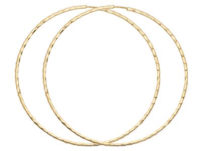 Ziselierte Creolen Flexibles Rohr 1,4 Mm, Innendurchmesser 50 Mm, Gelbgold 18k - Standard Bild - 1