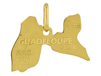 Anhänger Karte Von Guadeloupe, 18 X 13 Mm, 18k Gelbgold