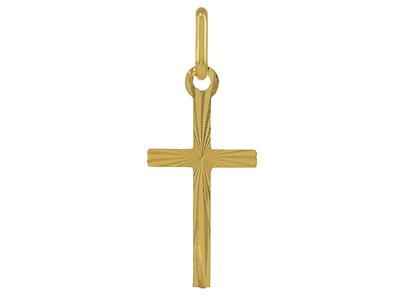 Anhänger Flaches Ziseliertes Kreuz, 20 Mm, 18k Gelbgold