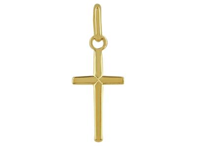 Anhänger Kreuz Rohre, Mittelgroes Modell 15 Mm, 18k Gelbgold