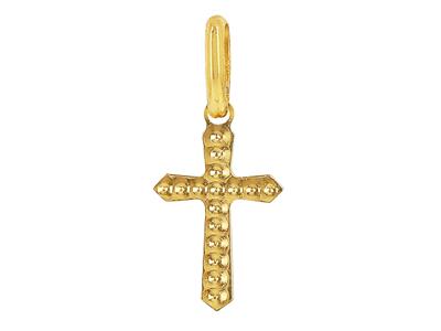 Anhänger Kleines Ziseliertes Phantasiekreuz, 11 X 7 Mm, 18k Gelbgold - Standard Bild - 1