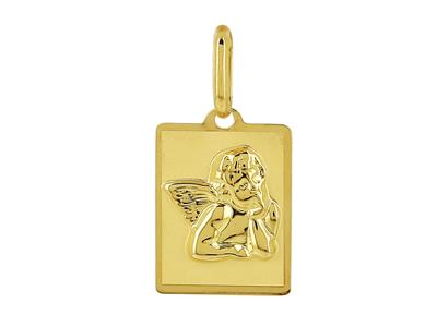 Engel Charm Rechteck, 12 X 10 Mm, 18k Gelbgold