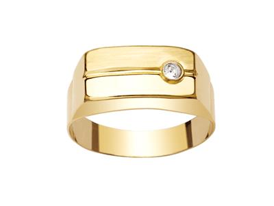 Rechteckiger Ritter Zirkoniumoxid Weiß 9 Mm, Gelbgold 18k, Finger 60 Geschlossen - Standard Bild - 1