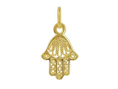 Anhänger Hand Der Fatima 10 X 15 Mm, 18k Gelbgold - Standard Bild - 1