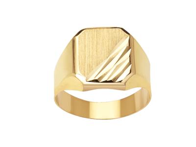 Unifarbener Quadratischer Ring Mit 2 Strichen 14 Mm, Gelbgold 18k, Finger 56 Geschlossen - Standard Bild - 1