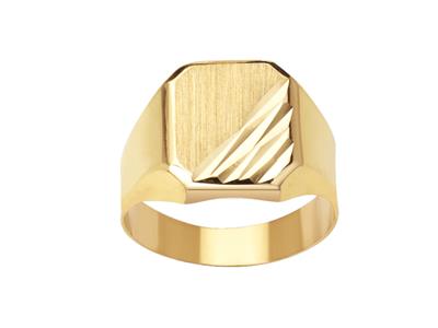 Unifarbener Quadratischer Ring Mit 2 Strichen 14 Mm, Gelbgold 18k, Finger 60 Geschlossen - Standard Bild - 1