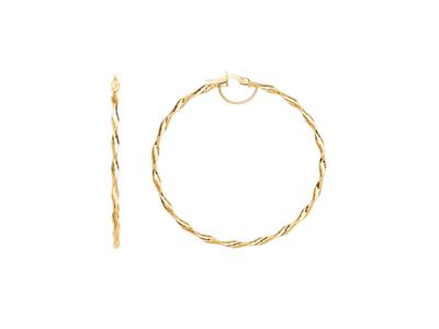 Creolen Torchon Rohr 2,50 Mm, Innendurchmesser 50 Mm, Gelbgold 18k - Standard Bild - 1