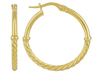 Creolen Rundrohr 2 MM Glatt/verzahnt, Innendurchmesser 20 Mm, Gelbgold 18k - Standard Bild - 1