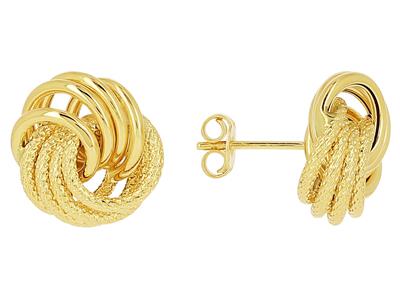 Ohrringe Rosette Ringe Geriffelt/glatt 14 Mm, Gelbgold 750 - Standard Bild - 1