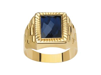 Breiter Ring Aus Blauem Oxid 16 Mm, 18k Gelbgold, Finger 60 Geschlossen
