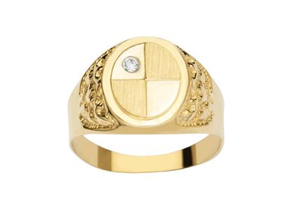 Ovaler Ritter Zirkoniumoxid Wei 15 Mm, Gelbgold 18k, Finger 60 Geschlossen