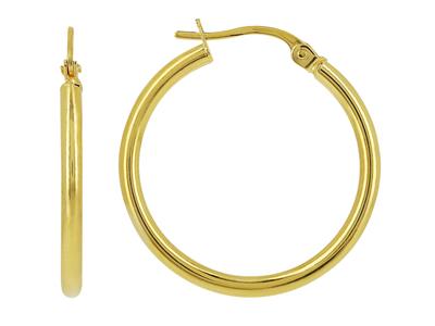 Kreolen Glattes Rundrohr 2 Mm, Innendurchmesser 20 Mm, Gelbgold 18k - Standard Bild - 1