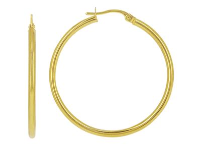 Kreolen Glattes Rundrohr 2 Mm, Innendurchmesser 30 Mm, Gelbgold 18k - Standard Bild - 1