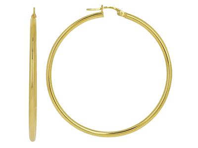 Kreolen Glattes Rundrohr 2 Mm, Innendurchmesser 40 Mm, Gelbgold 18k - Standard Bild - 1