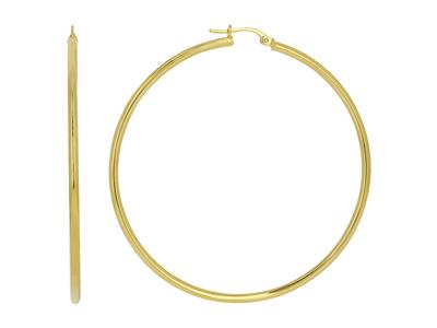 Kreolen Glattes Rundrohr 2 Mm, Innendurchmesser 50 Mm, Gelbgold 18k - Standard Bild - 1