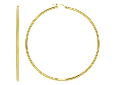 Kreolen Glattes Rundrohr 2 Mm, Innendurchmesser 60 Mm, Gelbgold 18k - Standard Bild - 1