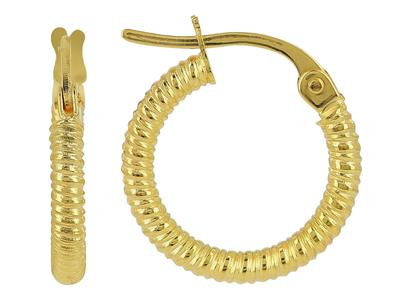 Kreolen Mit Rundem, Godroniertem Rohr 2 Mm, Innendurchmesser 10 Mm, Gelbgold 18k