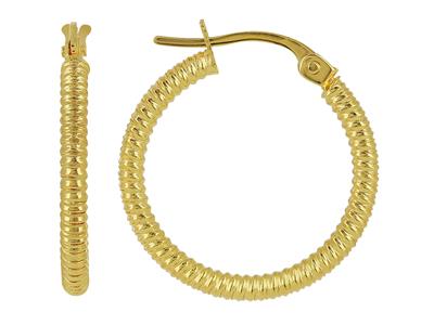 Kreolen Mit Rundem, Godroniertem Rohr 2 Mm, Innendurchmesser 15 Mm, Gelbgold 18k