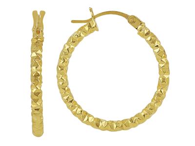 Kreolen Rundrohr Gehämmert 2 Mm, Innendurchmesser 15 Mm, Gelbgold 18k