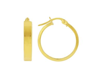 Creolen Glattes Rechteckrohr 3,50 X 1,30 Mm, Innendurchmesser 15 Mm, Gelbgold 18k - Standard Bild - 1