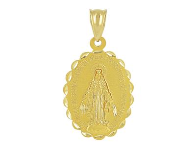 Medaille Wundertätige Jungfrau 25 X 18 Mm, Festonierte Ränder, 18k Gelbgold