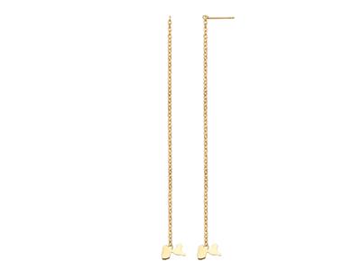 Ohrringe Karte Guadeloupe 5 X 8 Mm,an Kette 7 Cm, Gelbgold 750 - Standard Bild - 1