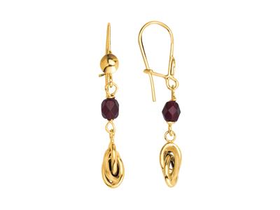 Ohrringe Knoten For\at 4 Mm, Granat-kristall 4 Mm, Gelbgold 750 - Standard Bild - 1