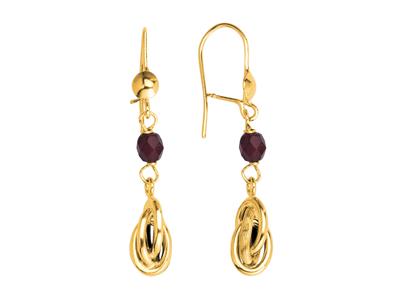 Ohrringe Knoten For\at 6 Mm, Granat-kristall 4 Mm, Gelbgold 750 - Standard Bild - 1