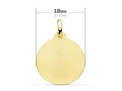 Runde Medaille St Joseph Hohl Mit Ziselierten Rändern 18 Mm, Gelbgold 18k - Standard Bild - 2