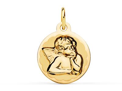 Medaille Engel Satiniert Hohl 14 Mm, Gelbgold 18k - Standard Bild - 1