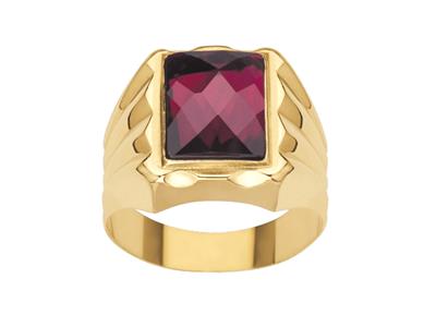 Quadratischer Ring 15 Mm, Rotes Oxid, 18k Gelbgold, Finger 63 Geschlossen