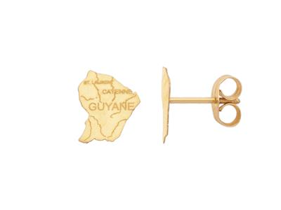 Ohrringe Karte Guyana 10 X 8 Mm, Gelbgold 750 - Standard Bild - 1