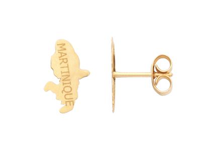 Ohrringe Karte Von Martinique 12 X 9 Mm, Gelbgold 18k - Standard Bild - 1