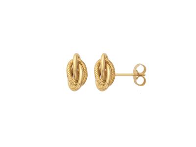 Ohrringe For\at-knoten Graviert 4 X9 Mm, Gelbgold 18k - Standard Bild - 1