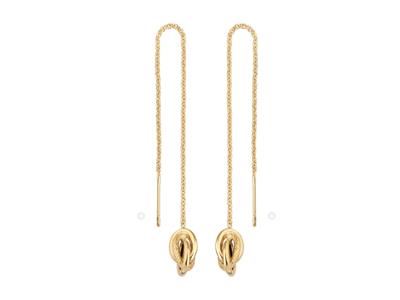 Guyana-ohrringe For\at-knoten Graviert 4 X 9 Mm, Kette 8 Cm, Gelbgold 18k - Standard Bild - 1