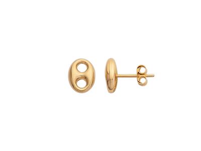 Ohrringe Kaffeebohne Hohl Und Glatt 6 X 8 Mm, 18k Gelbgold - Standard Bild - 1