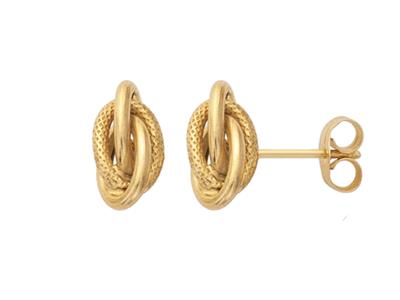 Ohrringe For\at-knoten Graviert 8,50 X 16 Mm, Gelbgold 18k - Standard Bild - 1