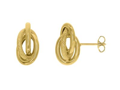 Ohrringe For\at-knoten Graviert 12 X 21 Mm, Gelbgold 18k - Standard Bild - 1
