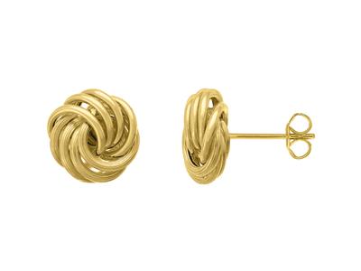 Ohrringe Rosette, Ringe Gerillt/glatt, 12 Mm, Gelbgold 18k - Standard Bild - 1