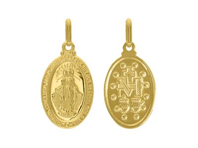 Medaille Wunderbare Jungfrau Hohl, 18 X 13 Mm, Gelbgold 18k - Standard Bild - 1