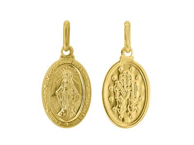 Medaille Wunderbare Jungfrau Hohl, 15 X 11 Mm, Gelbgold 18k - Standard Bild - 1