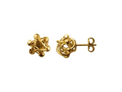 Ohrringe Zyklon, Rohr 1 Mm, Durchmesser 11 Mm, Gelbgold 18k - Standard Bild - 1