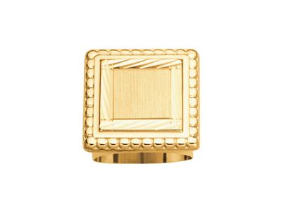 Quadratischer Ring Mit Einfarbiger Mitte, 26 Mm, Gelbgold, Finger 66 - Standard Bild - 1