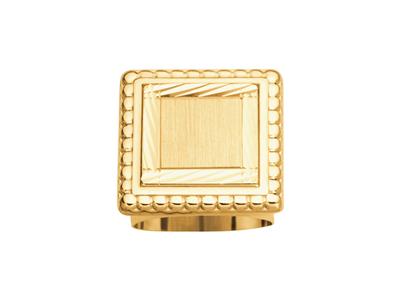 Quadratischer Ring Mit Einfarbiger Mitte, 26 Mm, Gelbgold, Finger 66