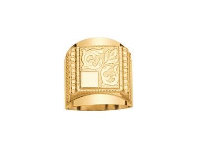 Quadratischer Ritter Mit Motiven, 24 Mm, Gelbgold, Finger 64