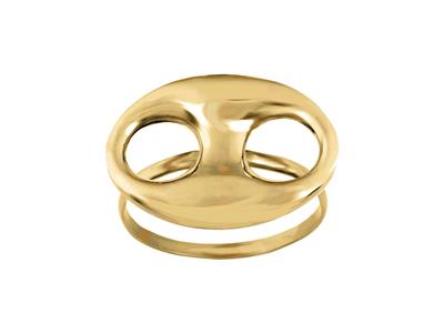 Glatter 16 X 21 MM Kaffeebohnenring, 18k Gelbgold, Finger 64 - Standard Bild - 1