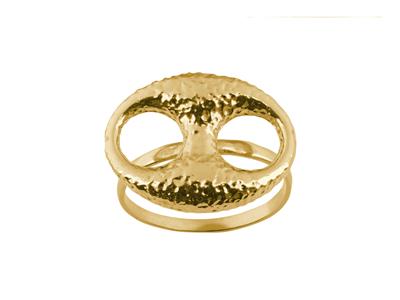 14 X 18 MM Ring Aus Gehämmerten Kaffeebohnen, 18k Gelbgold, Finger 58